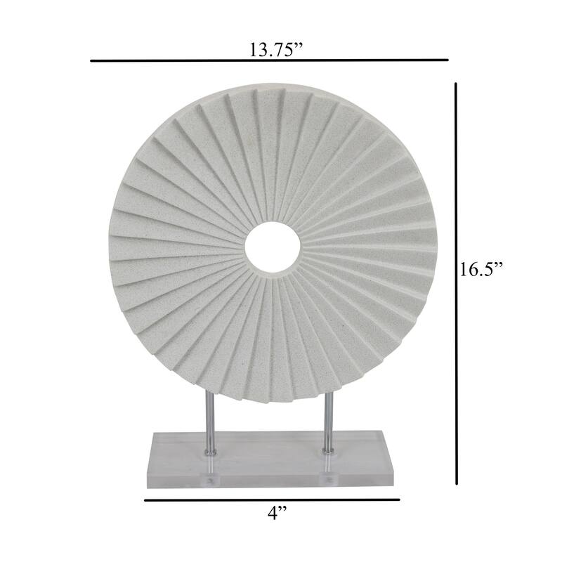 Saina Tabletop Decor, White Acrylic Base, 17 Inch Round Sunburst