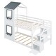 preview thumbnail 12 of 12, Twin over Twin All-in-One Storage Bunk Bed Frame w/ Storage Stairs, Roof, Window, Ladder Creative Loft Bed for Kids, Teens