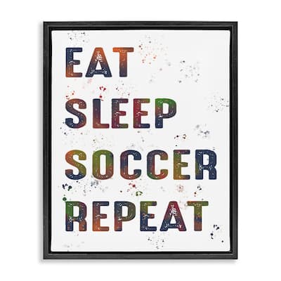 Stupell Eat Sleep Soccer Repeat Framed Floater Canvas Wall Art Design By Marcus Prime