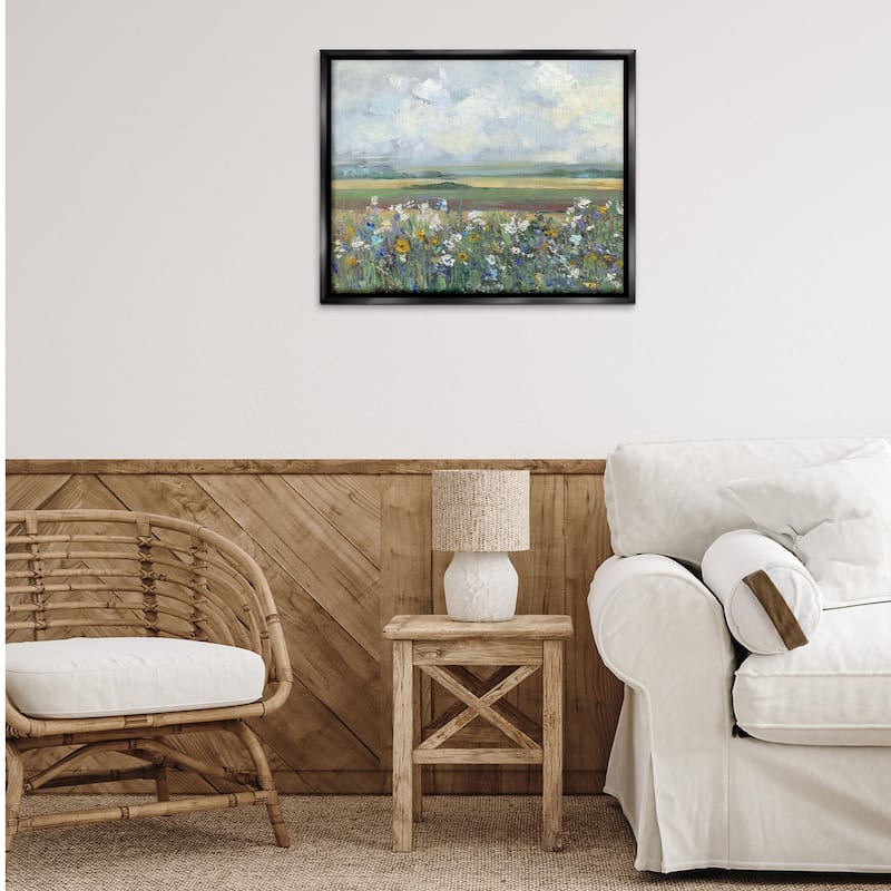Stupell County Meadow Clouds Overhead Framed Floater Canvas Wall Art Design By Sally Swatland