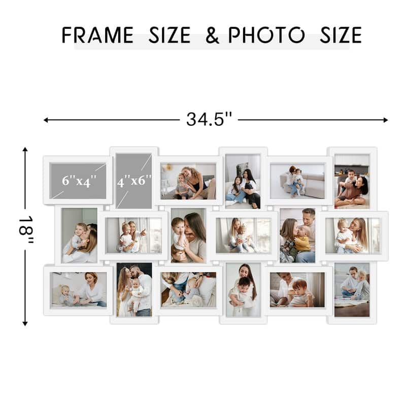 HELLO LAURA 18 Opening 4x6 Large Collage Picture Frame for Wall Decor