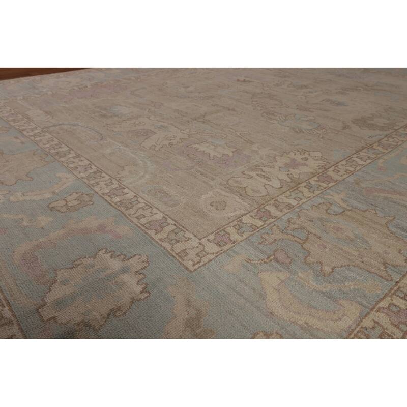 Oushak Turkish Area Rug Hand-Knotted Floral Wool Carpet - 8'1"x 9'6"