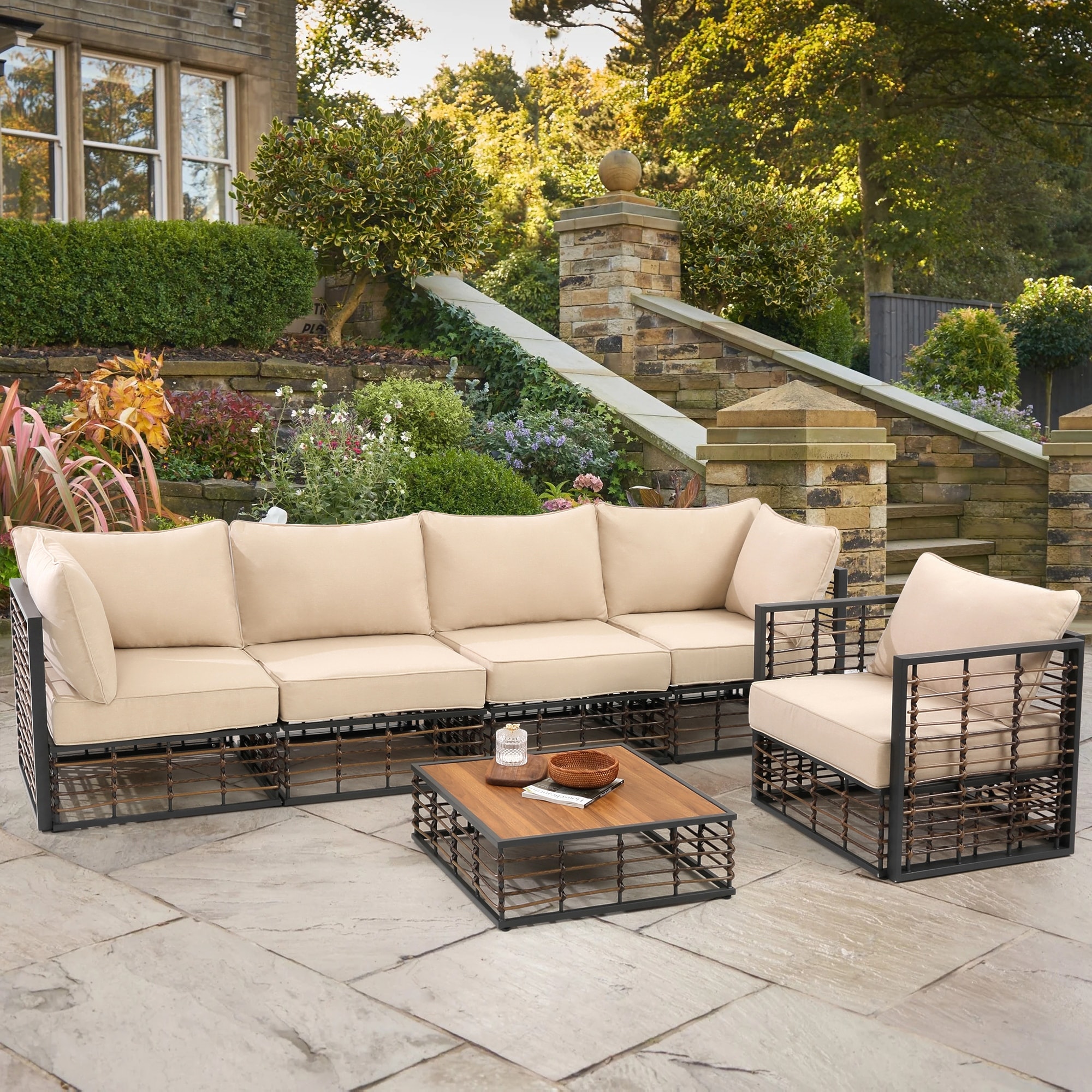 Wicker Patio Furniture Set (6 Pieces) - Bed Bath & Beyond - 40367977