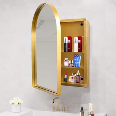 Medicine Cabinet, Metal Framed Bathroom Wall Cabinet with Mirror and Adjustable Shelves, Wall Mirror with Storage