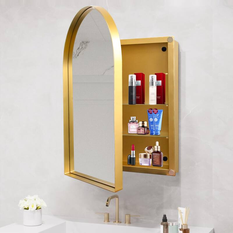 Wall Mount Metal Framed Medicine Cabinet with Storage