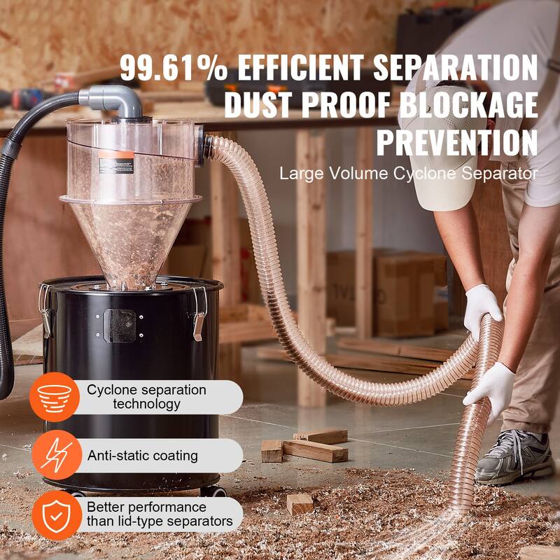 Cyclone Dust Separator for Wet/Dry Shop Vacuums, Fits 5-10 Gallon Tank (Tank Exclude) - 4.0-inch