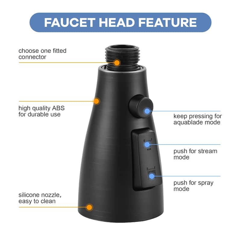 WOWOW 1/2 in. Kitchen Faucets Head with 3-Spray Modes and 9 Adapters