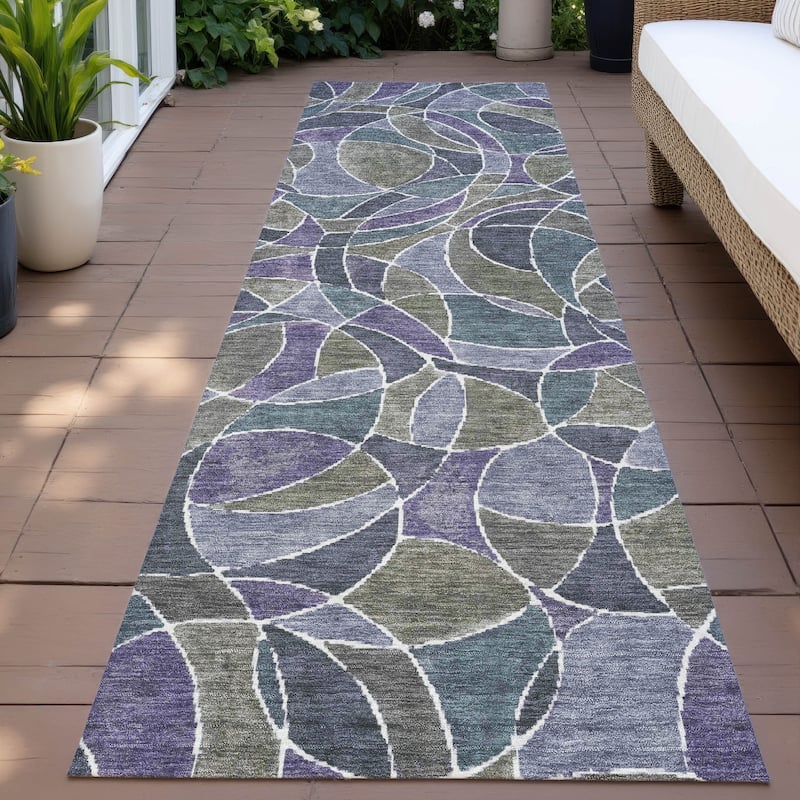 Machine Washable Indoor/Outdoor Casual Mosaic Chantille Rug - Purple - 2'3" x 7'6"
