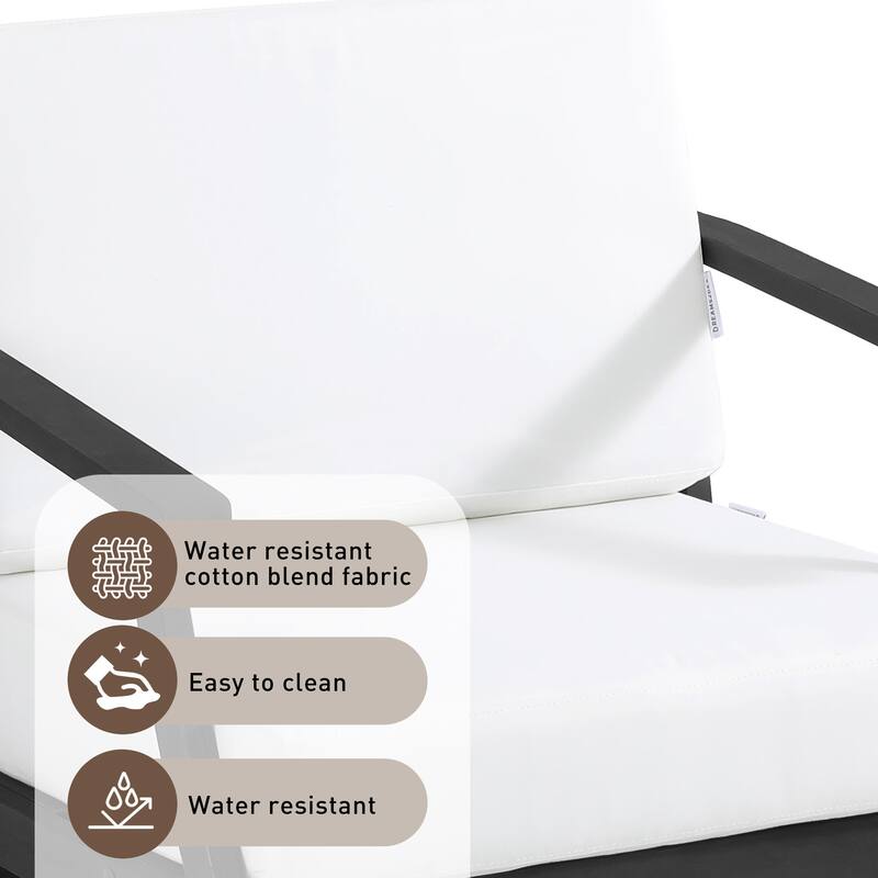 2 Set Patio Teak Wood Outdoor Chair and Side Table Set with Cushions