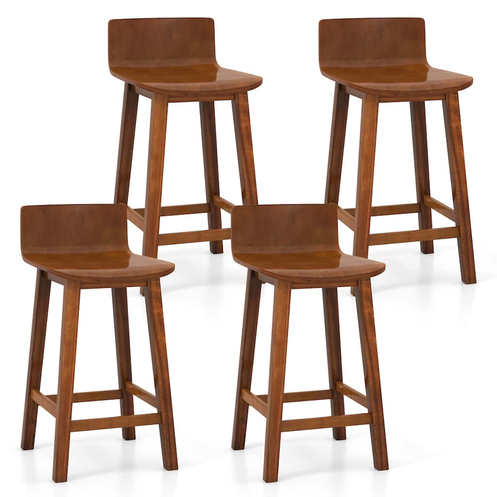 Gymax 24.5'' Solid Wood Bar Stools Set of 4 Home Counter Kitchen