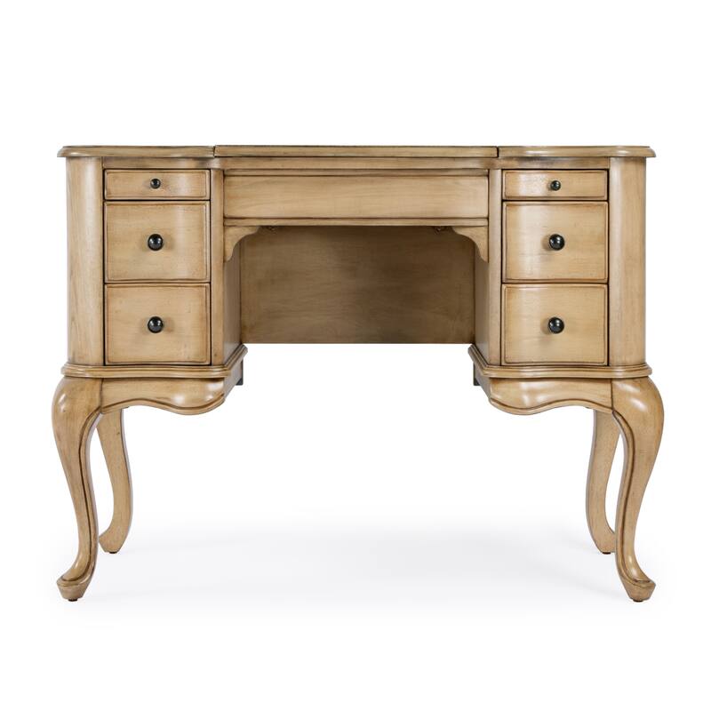 Charlotte 40 in. W Rectangular Wood Vanity/Valet Desk with Storage Drawers and Mirror