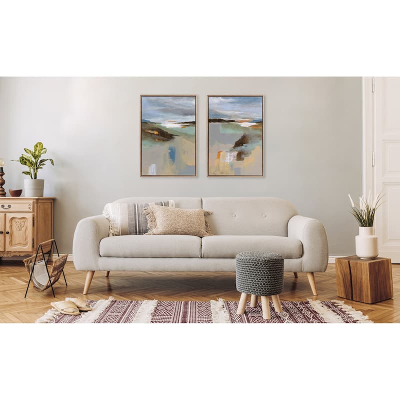 Sylvie Beaded Big Sur I and II Framed Canvas Set by Nikita Jariwala