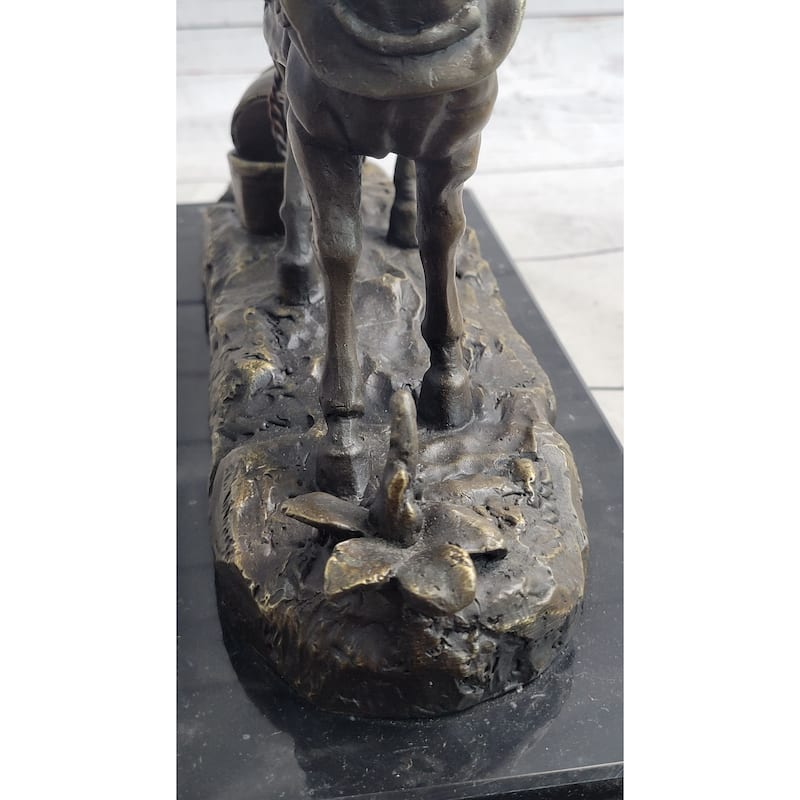 Working Draft Horse Bronze Sculpture Statue Figure Signed Art On Marble Base