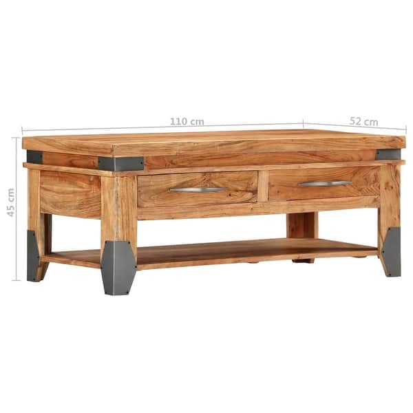 vidaXL Coffee Table 43.3"x20.5"x17.7" Solid Acacia Wood - 43.3" x 20.5" x 17.7"
