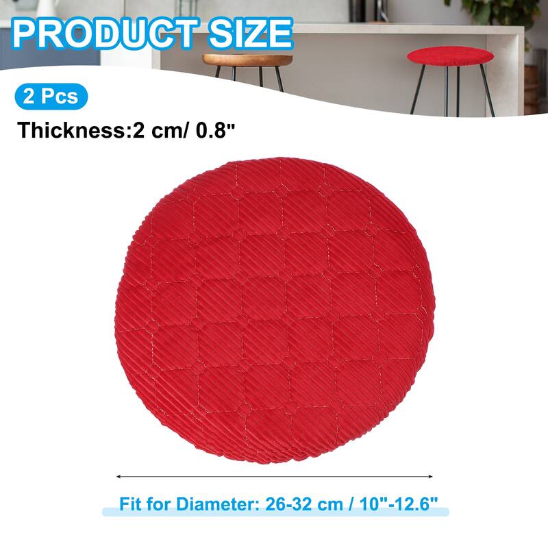 2Pcs Bar Stool Covers, Elastic Bar Stool Seat Covers for 10"-13" Chair - Red