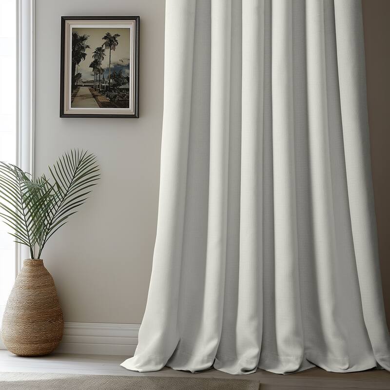 Exclusive Fabrics French Pleated Textured Faux Linen Room Darkening Curtains for Bedroom & Living Room Curtains Single Panel