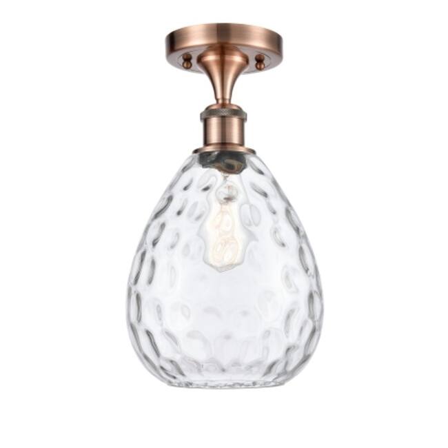 Innovations Lighting Large Waverly 8" Wide Semi-Flush Ceiling Fixture - Antique Copper / Clear