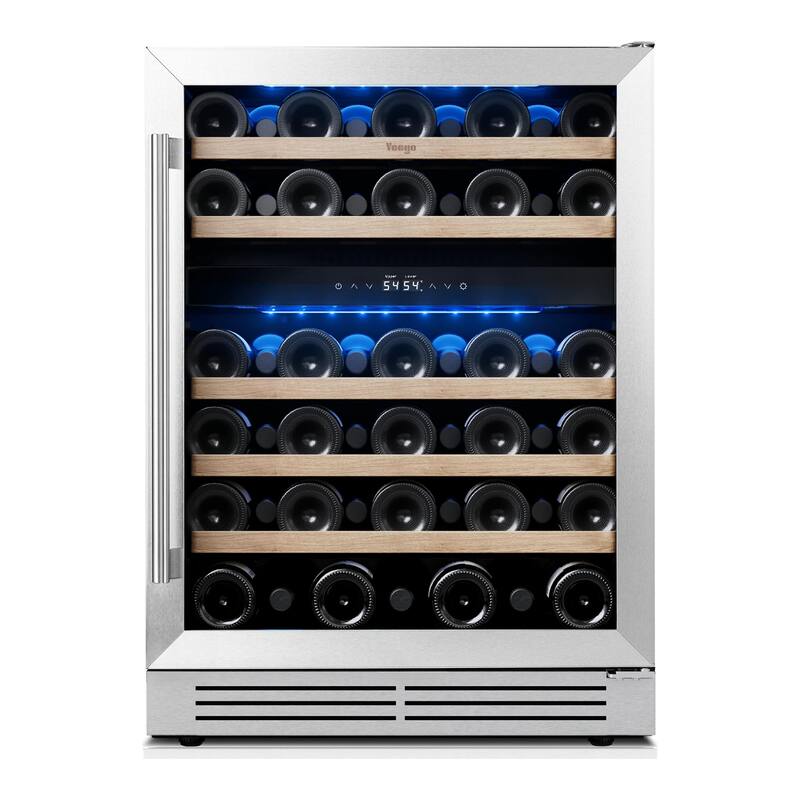 Yeego 23.4 in.52-Bottle Dual Zone Wine Cooler Refrigerator Fridge with Built-In/Freestanding Design - Right Handle