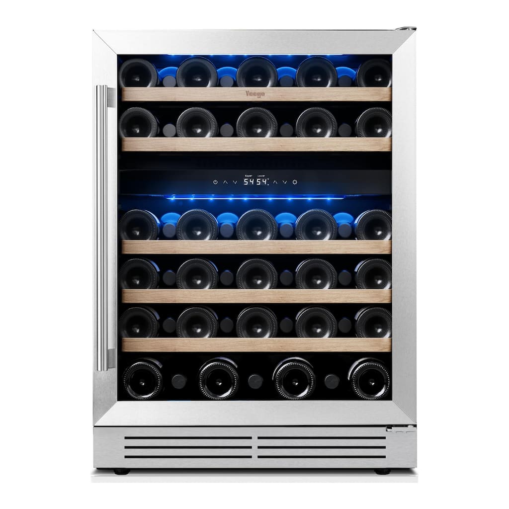 Yeego 23.4 in.52-Bottle Dual Zone Wine Cooler Refrigerator Fridge with Built-In/Freestanding Design