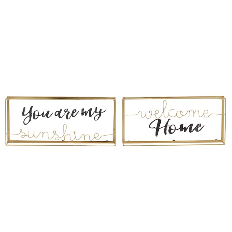 Glass Sunshine, Home Decorative Sign - Set of 2 Gold - Roche River Decor