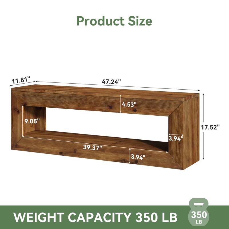 Solid Wood Entryway Bench with Storage Shelf for Entrance