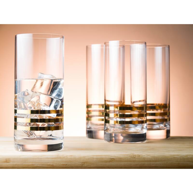Majestic Gifts Inc. Crystal Glass Highball Tumblers-14 Oz- Set of 4