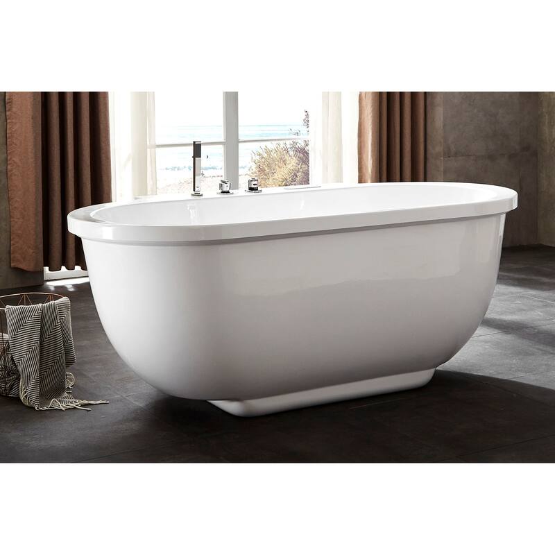 6 ft Acrylic White Whirlpool Bathtub w Fixtures