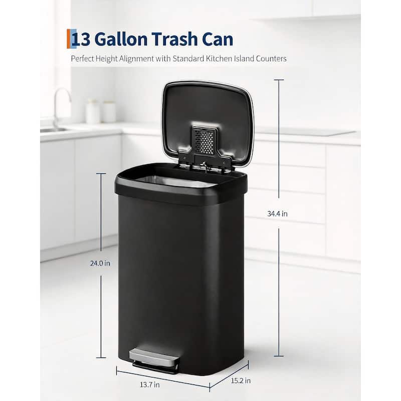 13 Gallon / 50 Liter Step-On Kitchen Trash Can