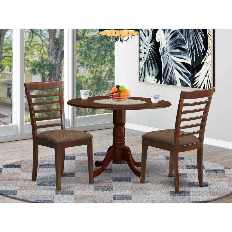 Kitchen Table Set with Chairs - Round Dining Table & 4 Chairs - Modern Style - Asian Hardwood