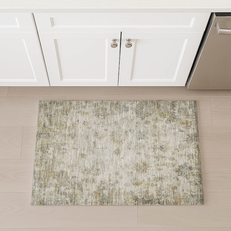 Machine Washable Indoor/ Outdoor Vintage Traditional Chantille Rug
