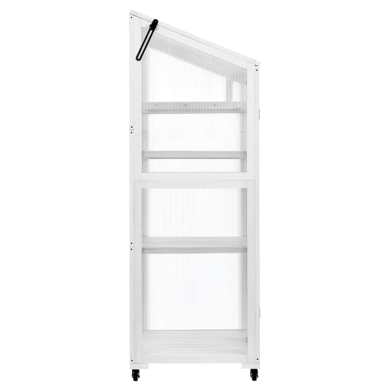 Roomfitters 62" Wood Greenhouse Cold Frame with Wheels and Adjustable Shelves for Indoor Outdoor Use