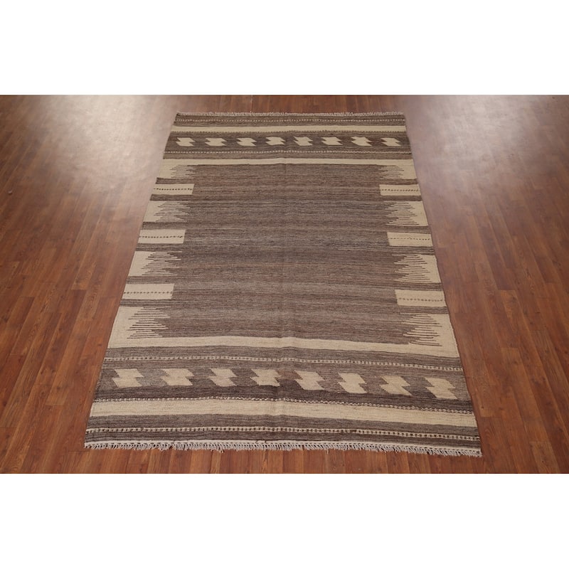 Nomadical Kilim Persian Vintage Area Rug Hand-Woven Wool Carpet - 5'5"x 8'2"