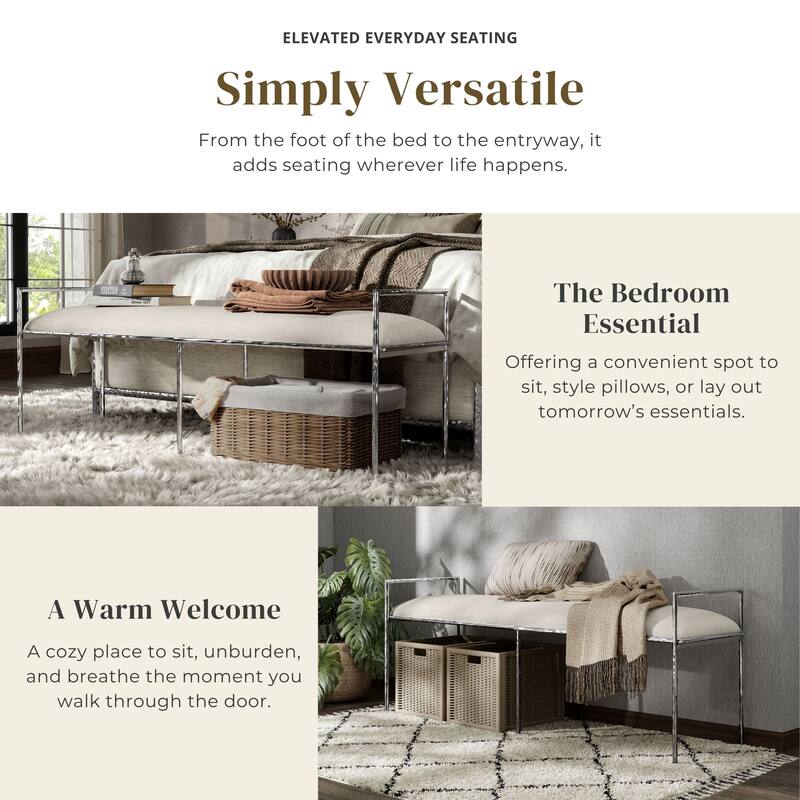 Furniture of America Zayen Modern 59-inch Metal Padded Upholstered Accent Bench