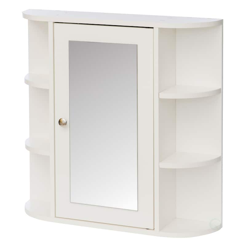 Multifunctional White Medicine Cabinet with 4 Adjustable Inner Shelves and 6 Outer Shelves, Perfect as Bathroom Organizers