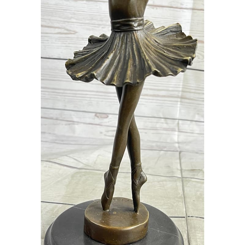 Fifth Position Releve Ballerina Ballet Dancer Bronze Sculpture Statue Figure On Marble Base