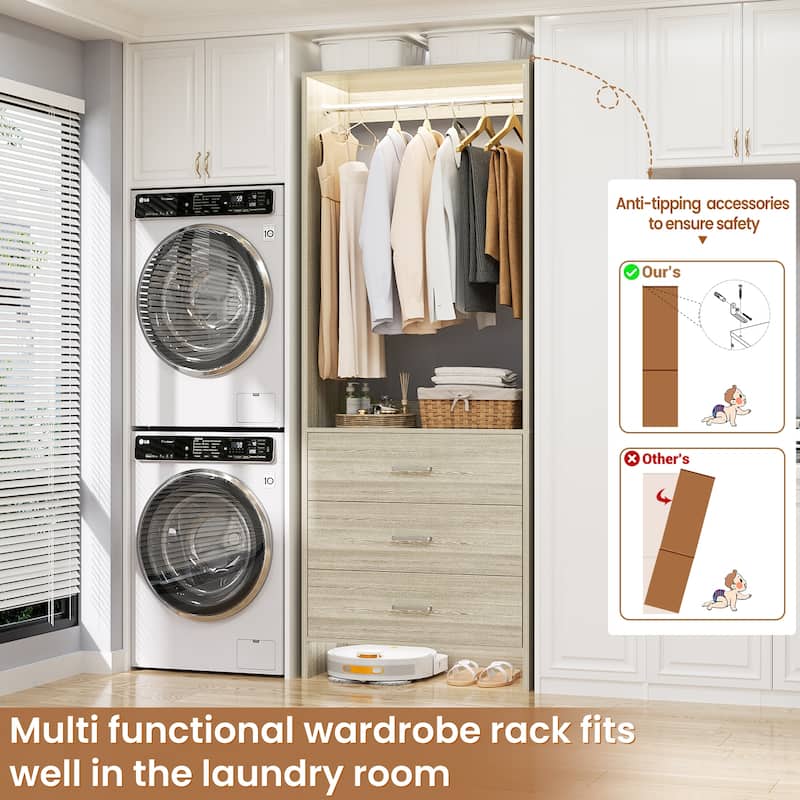 Cimly Freestanding Closet Sytem, Closet Organizer Wardrobe for Walk-in and Reach-in Closet