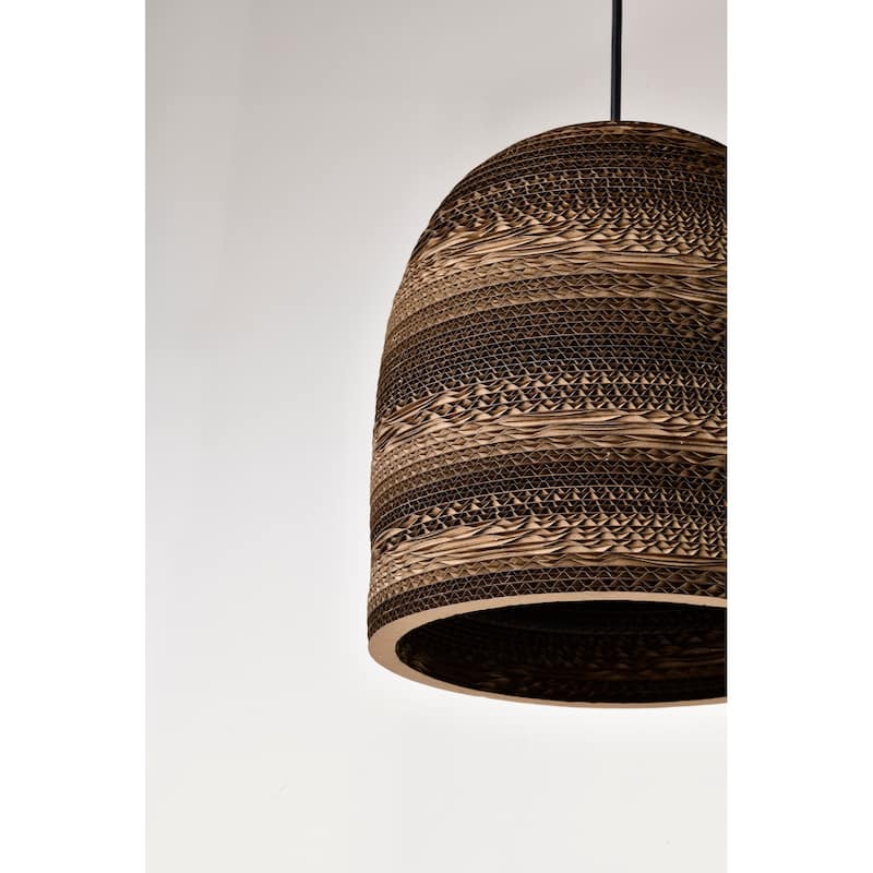 Matte Black Modern Nordic Style 1-Light Pendant Light with Natural Brown Origami Paper Shade