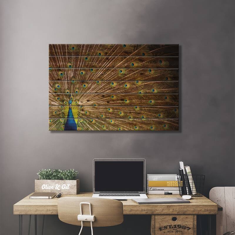Proud as Peacocks I Print On Wood by Laura Marshall - Multi-Color