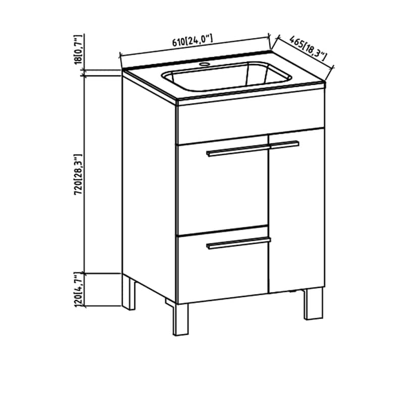 Freestanding Bathroom Vanity Set in Concrete Grey with Integrated Ceramic Sink