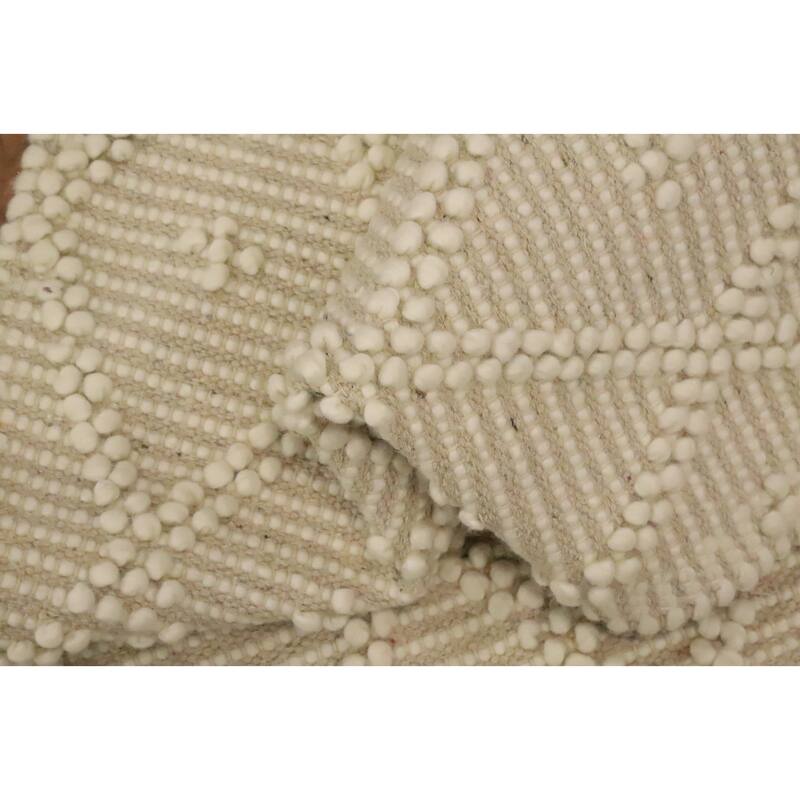 Hand Knotted Oriental 100% Wool Carpet Modern Geometric Beige & Ivories Modern Gotti Design Area Rug - 3' 0'' X 1' 10''