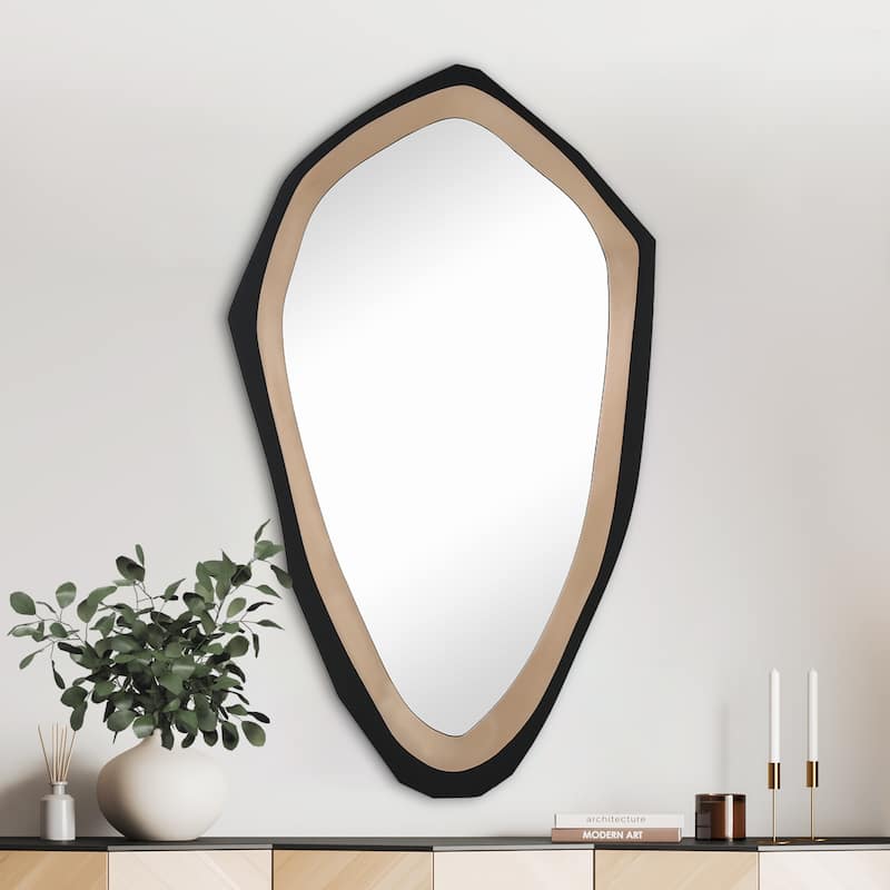 Modern Contemporary Black Gold Framed Wall Mirror Bathroom Mirror - Black/Gold - 27.6"W*1.2"D*H47.2"