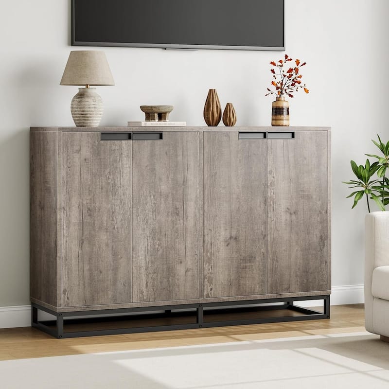 Modern 55" 4 Doors Sideboard Buffet Cabinet, Coffee Bar Table for Kitchen - N/A