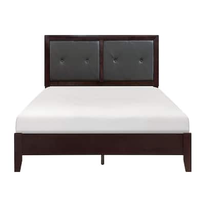 Elysee Espresso Faux Leather Upholstered Tufted Bed