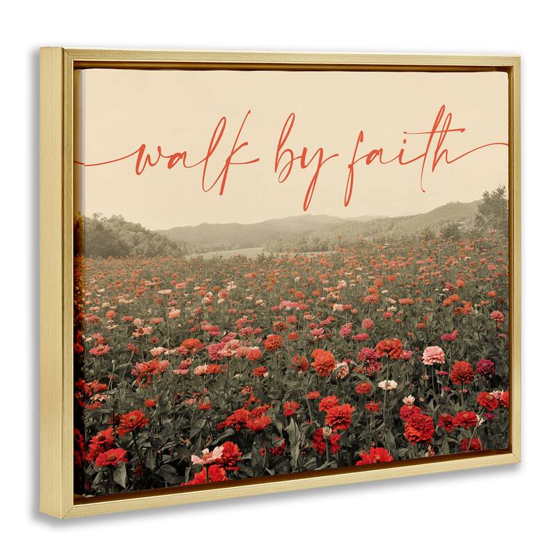 Stupell Walk By Faith Garden Framed Floater Canvas Wall Art Design By GAIL PECK
