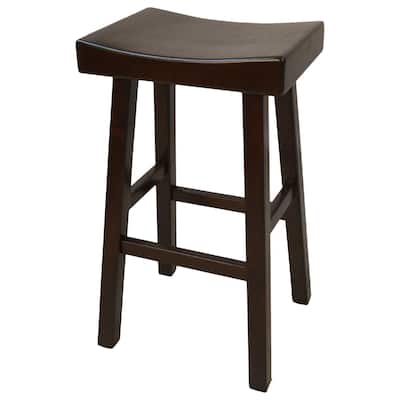 30" Brown Counter Stool with Saddle Seat