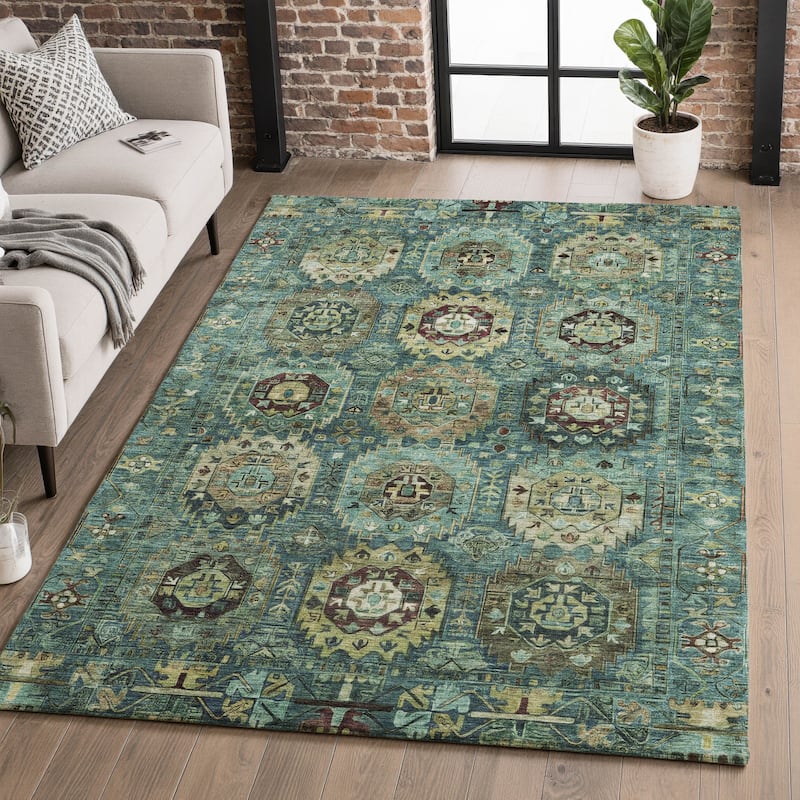 Premium Washable Super Soft Traditional Global Mayfield Rug - Teal - 2'6" x 3'10"