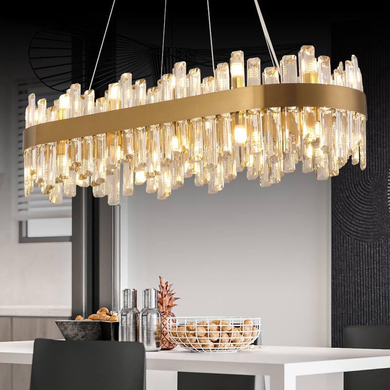 36-Inch Modern Luxury Gold Crystal Chandelier for Dining Room, 24-Light French Empire Ceiling Light with Premium Crystals - Gold+Clear