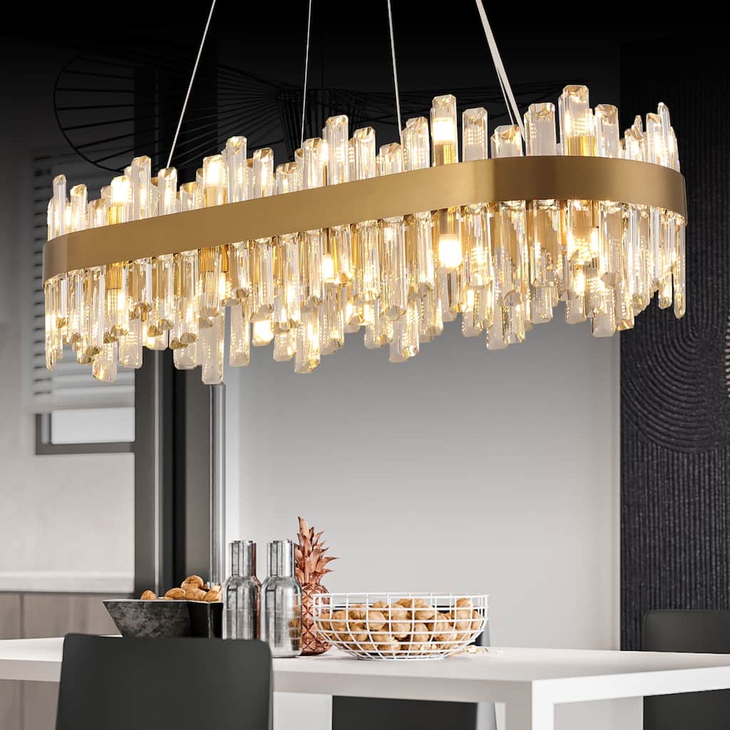 36-Inch Modern Luxury Gold Crystal Chandelier for Dining Room, 24-Light French Empire Ceiling Light with Premium Crystals