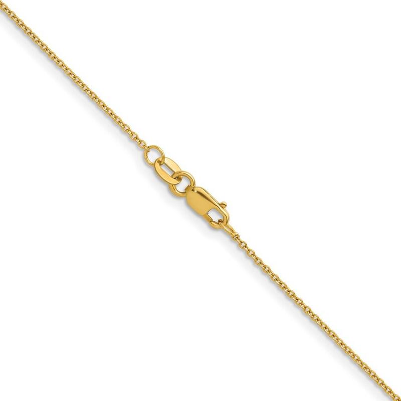 Curata Italian 14k Yellow Gold 1.3mm Cable Chain Necklace For Women (Lobster)