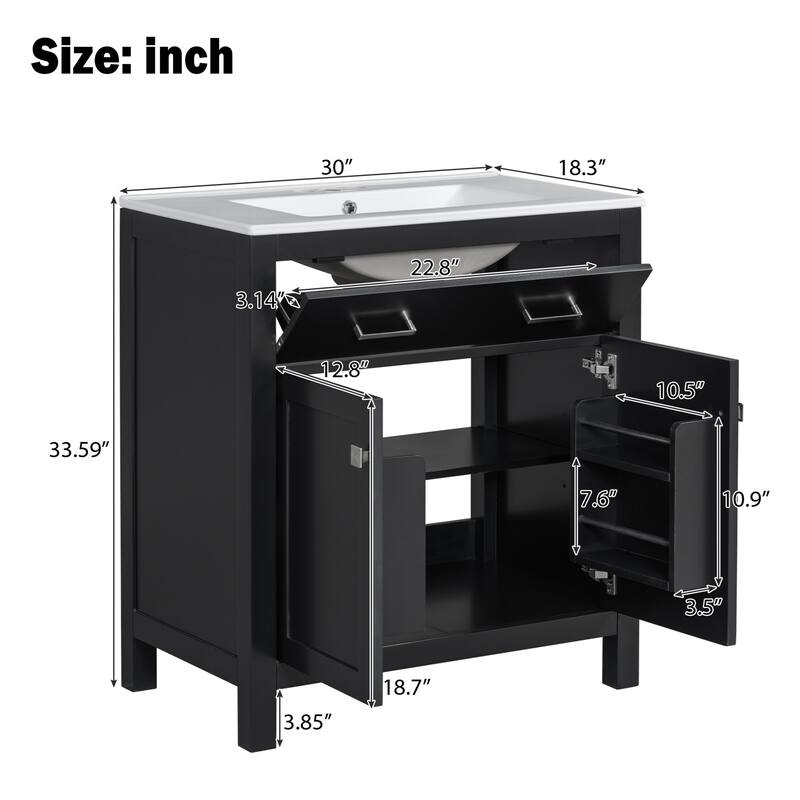 60" Bathroom Vanity Set with Double Vanities (Separate), Ceramic Sinks
